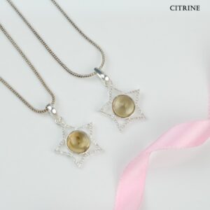 Citrine Star Shape Pendant With American Diamonds