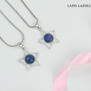 Lapis Star Shape Pendant With American Diamonds